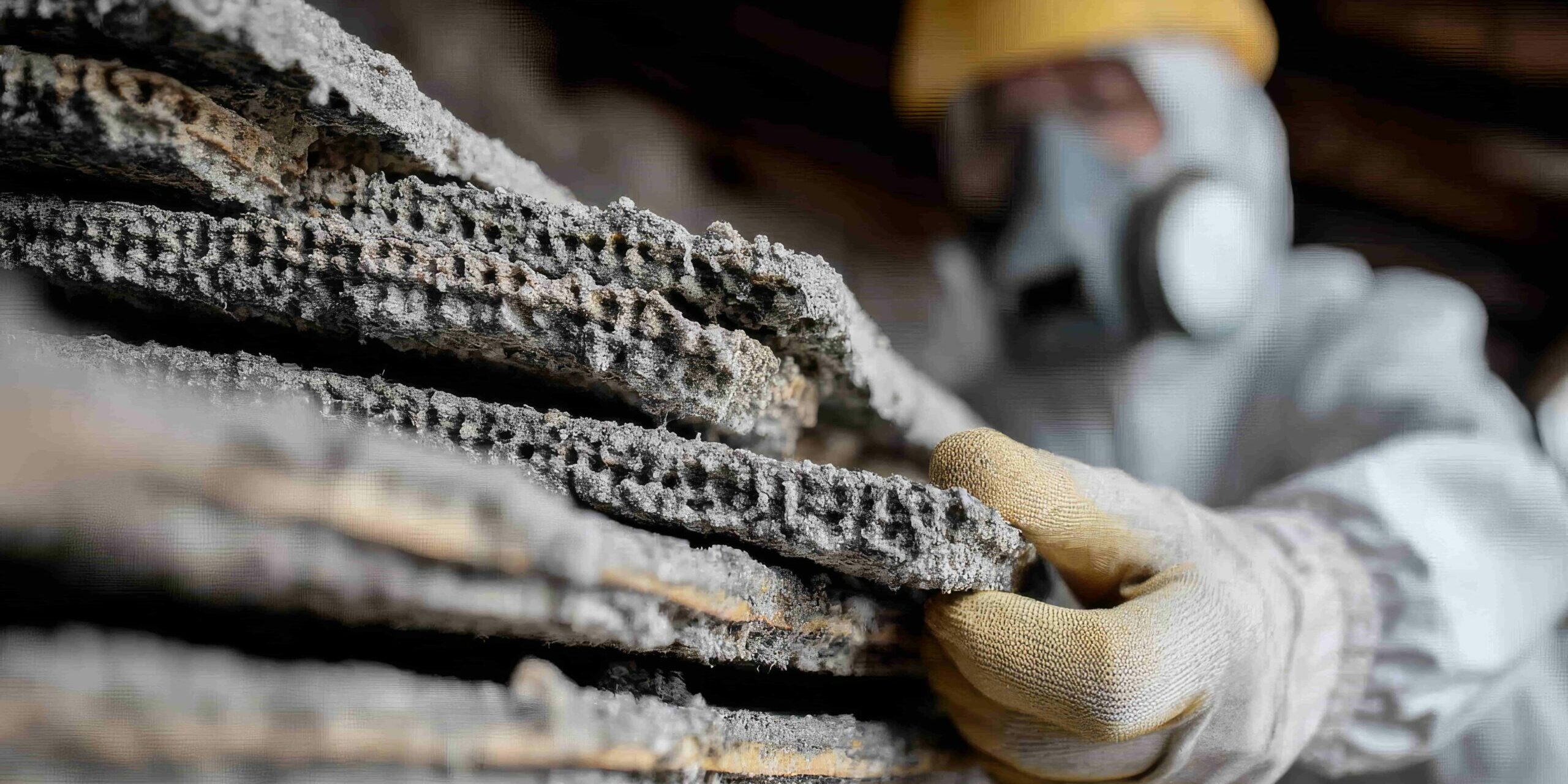 Retirada de Amianto Trabajador retira planchas de uralita