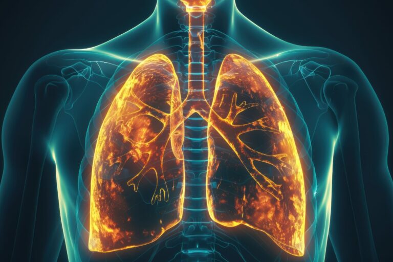 Imagen gráfica ilustrando las areas que afecta un cáncer de pulmón