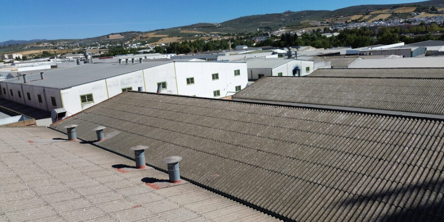 Cubierta de fibrocemento con Amianto