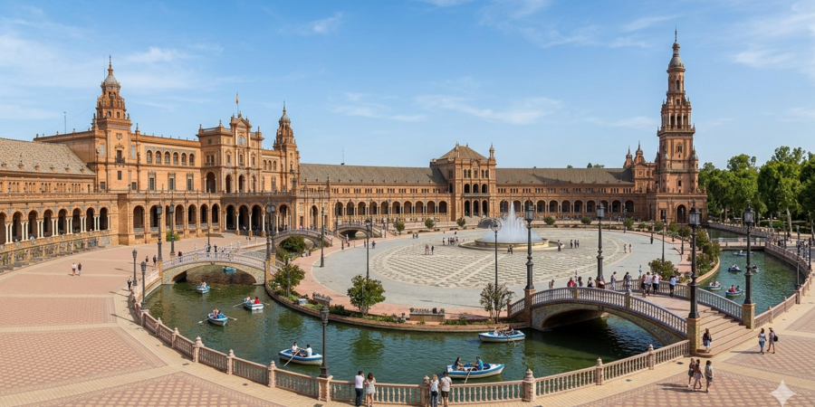 Vista general de la Plaza de España en Sevilla